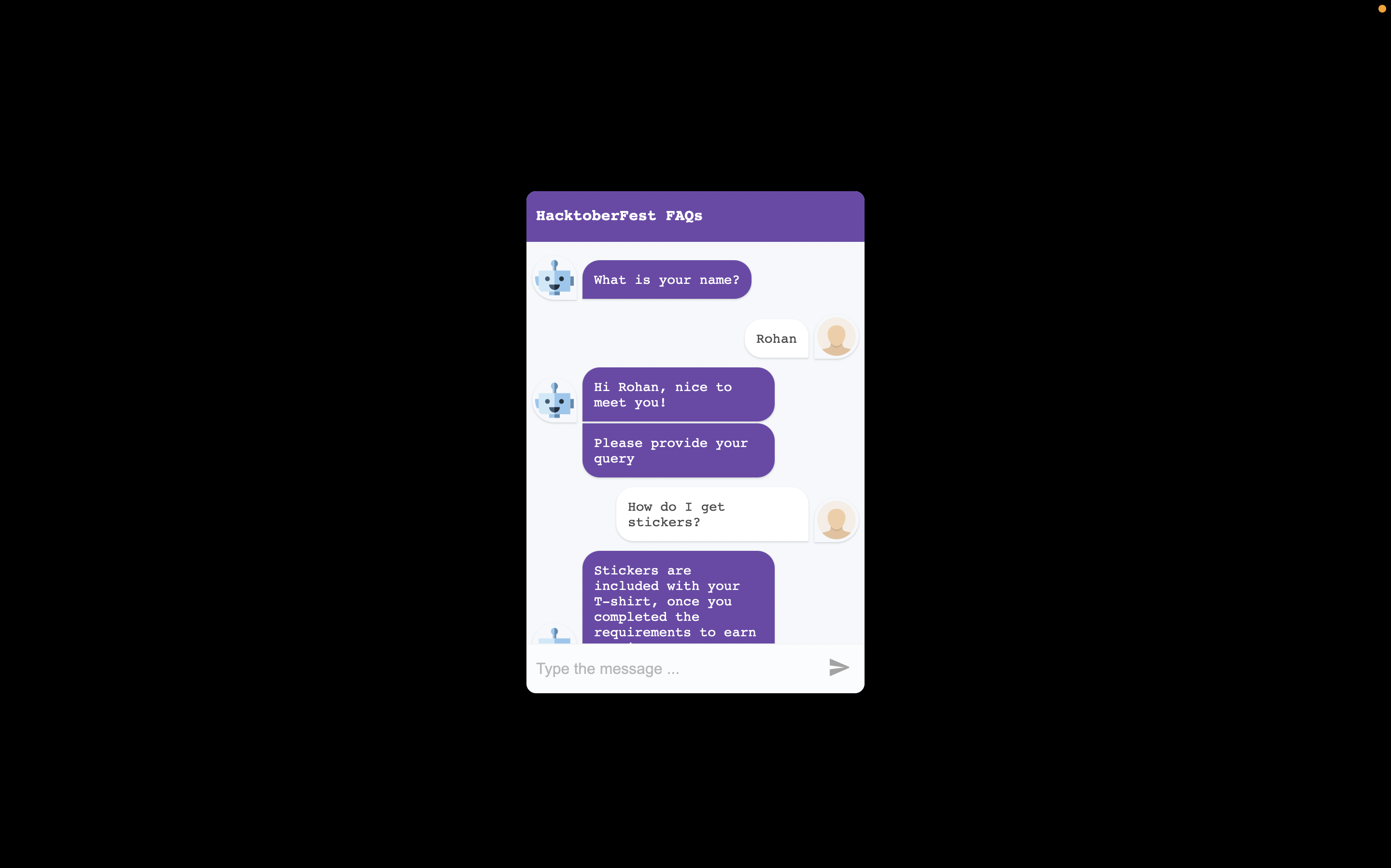 FAQs chatbot preview